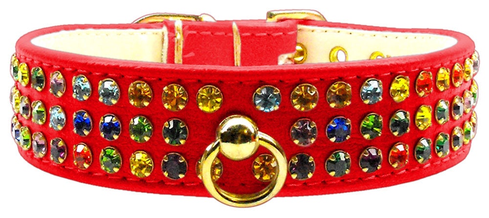 Dog, Puppy & Pet Collar, "Mardi Gras Three Row Confetti Jewel Set" - DOGGO'S KING