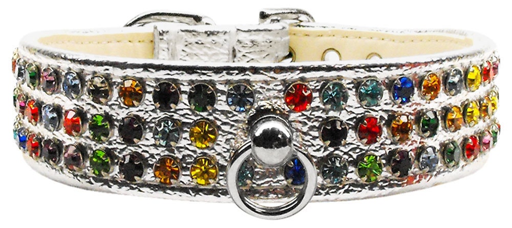 Dog, Puppy & Pet Collar, "Mardi Gras Three Row Confetti Jewel Set" - DOGGO'S KING