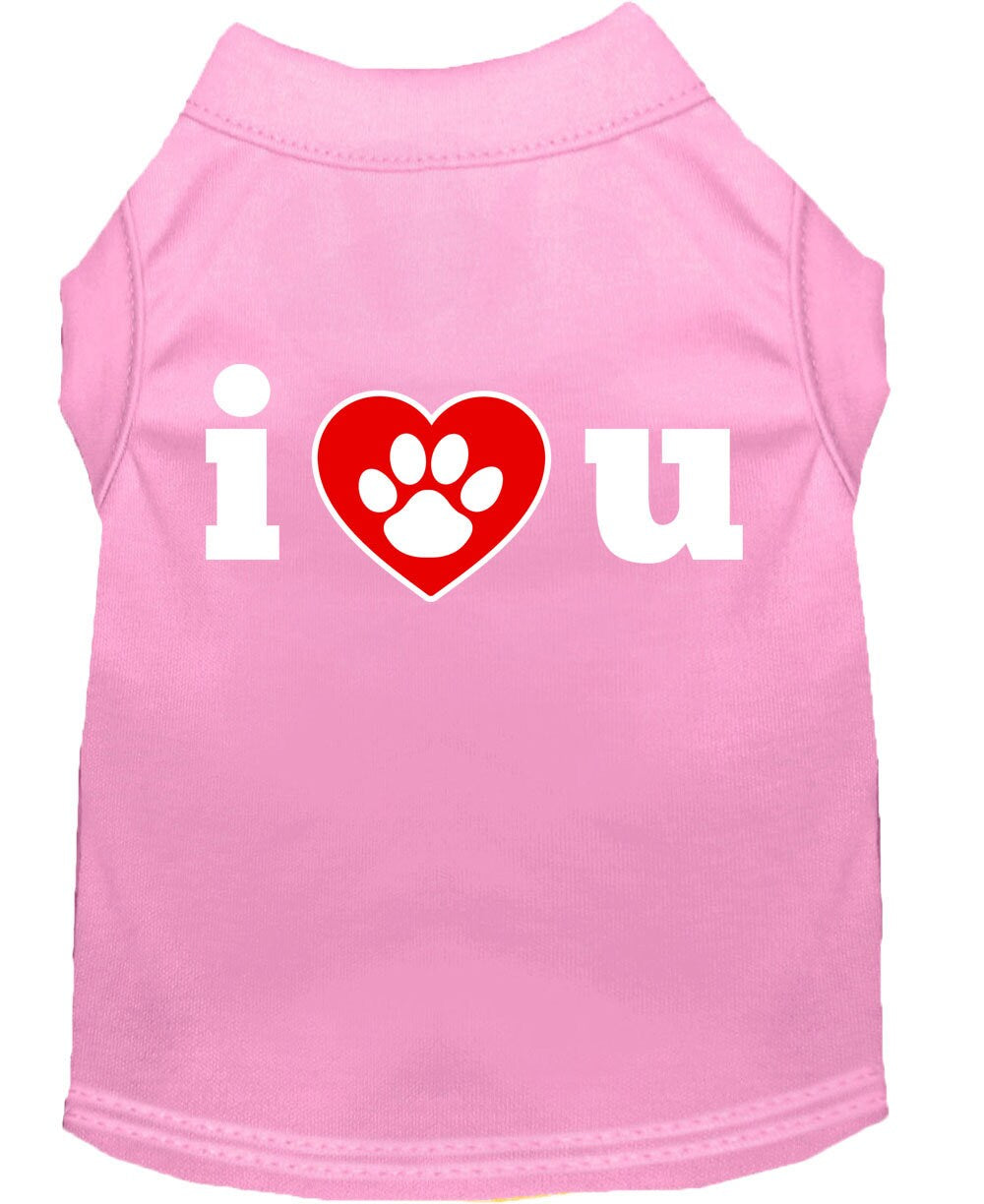 Pet Dog & Cat Shirt Screen Printed, "I Love You"