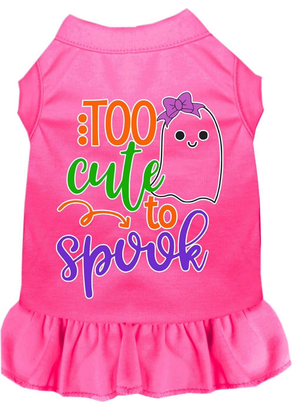 Pet Dog & Cat Dress Screen Printed, "Too Cute To Spook - Girly Ghost" - DOGGO'S KING