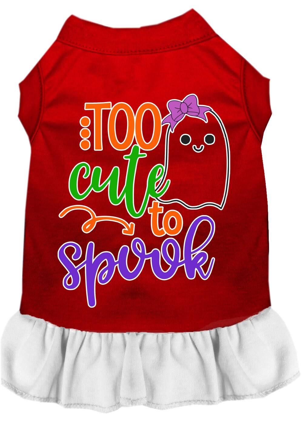 Pet Dog & Cat Dress Screen Printed, "Too Cute To Spook - Girly Ghost" - DOGGO'S KING