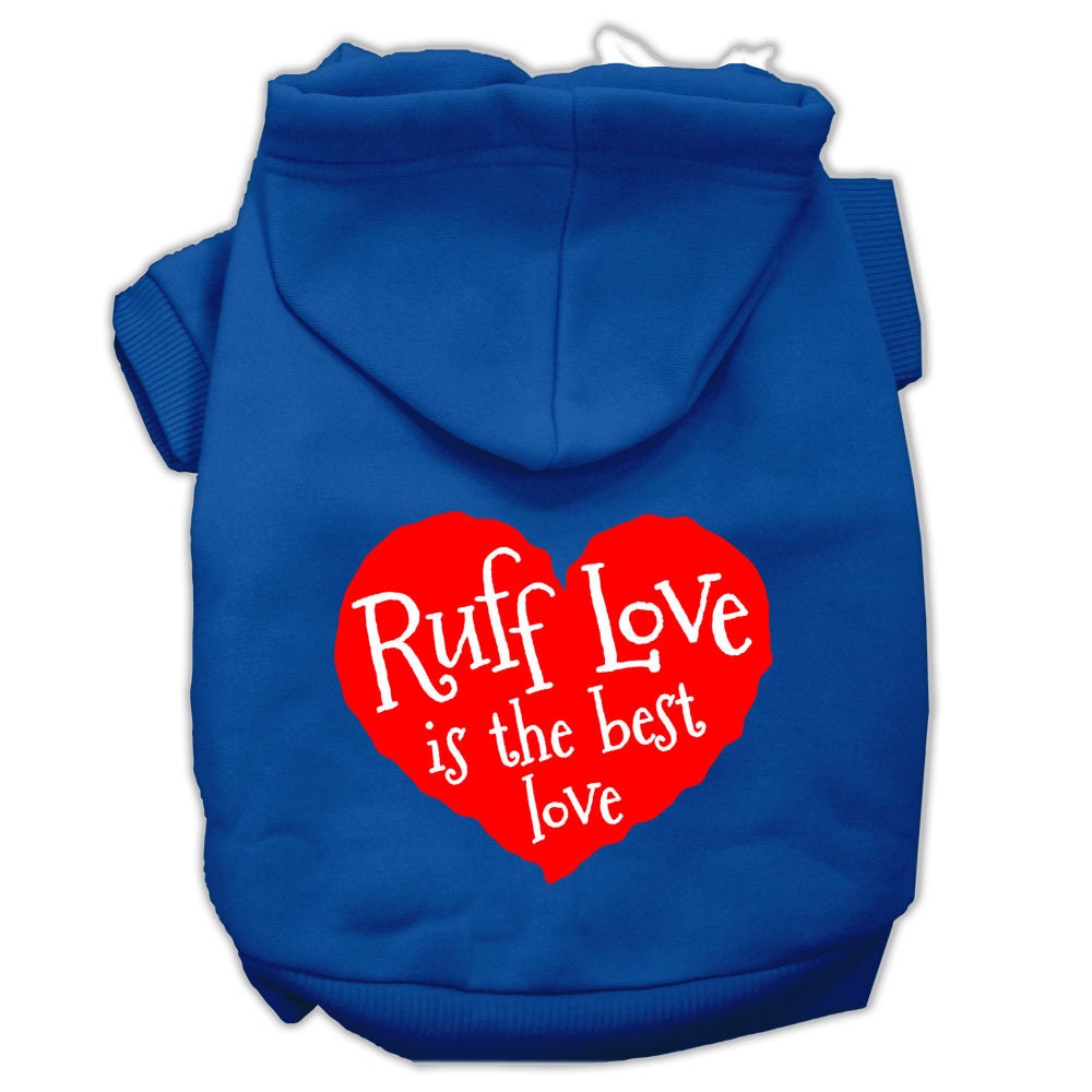 Pet Dog & Cat Hoodie Screen Printed, "Ruff Love"