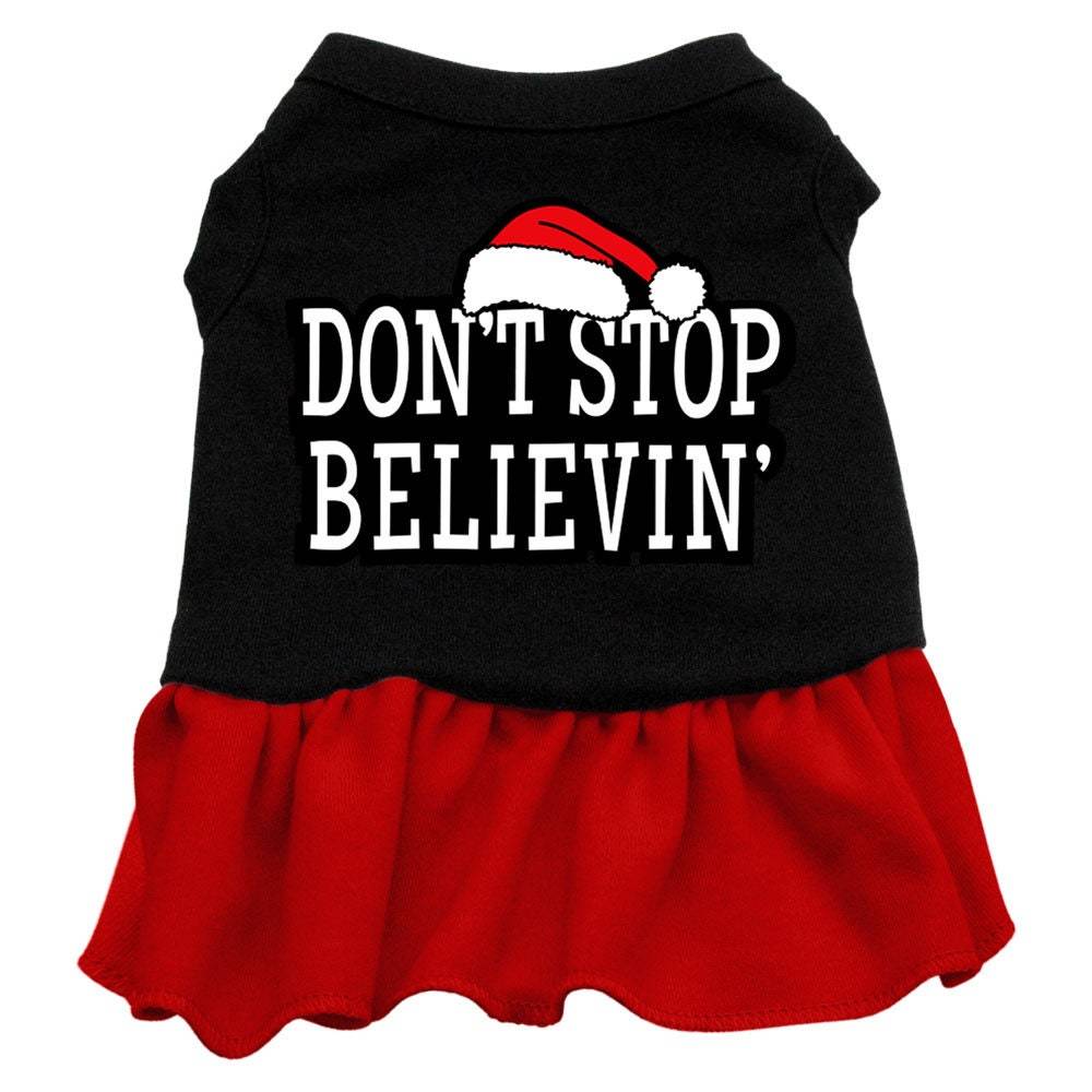 Christmas Pet Dog & Cat Dress Screen Printed, "Don't Stop Believin" - DOGGO'S KING
