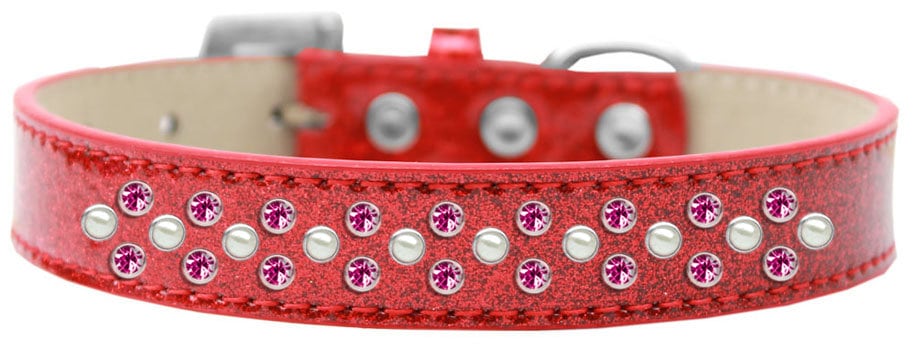 Dog, Puppy & Pet Ice Cream Collar, "Pearl and Bright Pink Crystal Rimsets Sprinkles"