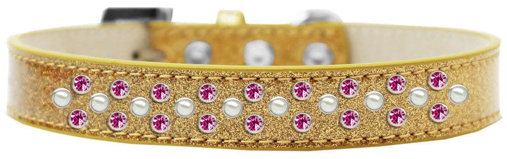 Dog, Puppy & Pet Ice Cream Collar, "Pearl and Bright Pink Crystal Rimsets Sprinkles"