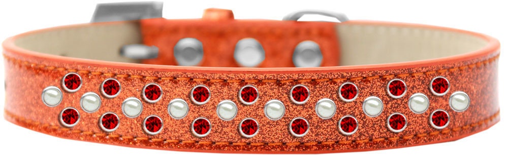 Dog, Puppy & Pet Ice Cream Collar, "Pearl and Red Crystal Rimsets Sprinkles"