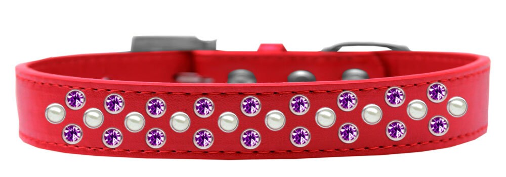 Dog, Puppy & Pet Fashion Collar, "Pearl and Purple Crystal Rimsets Sprinkles"