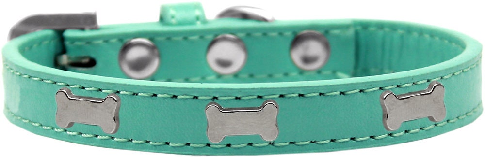Dog, Puppy & Pet Widget Fashion Collar, "Silver Bone"