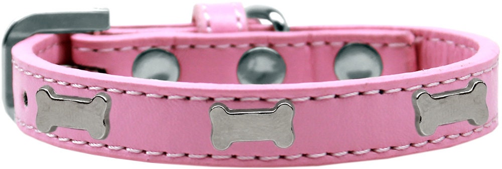 Dog, Puppy & Pet Widget Fashion Collar, "Silver Bone"