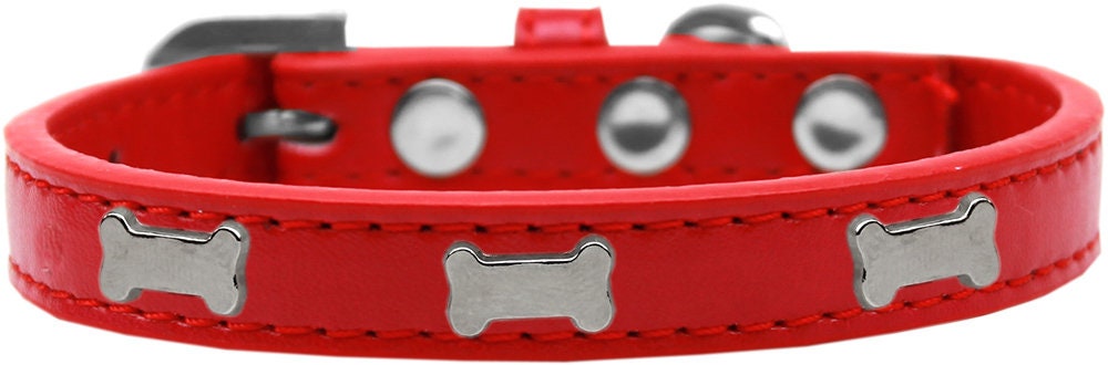 Dog, Puppy & Pet Widget Fashion Collar, "Silver Bone"