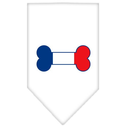 Pet and Dog Bandana Screen Printed, "Bone Shaped France Flag"