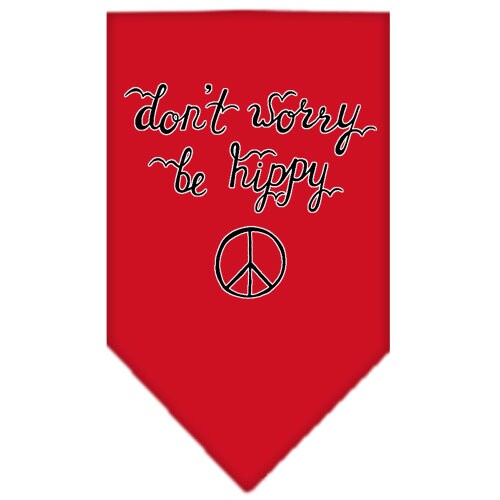 Pet and Dog Bandana Screen Printed, "Don't Worry, Be Hippy"
