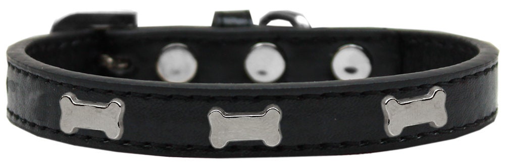 Dog, Puppy & Pet Widget Fashion Collar, "Silver Bone"