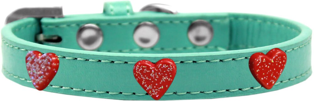 Dog, Puppy & Pet Widget Fashion Collar, "Red Glitter Heart"