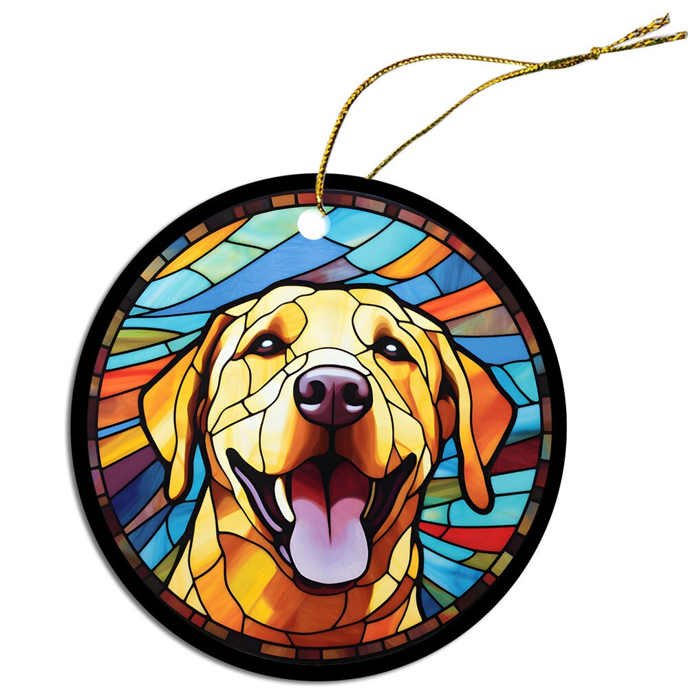 Dog Breed Christmas Ornament Stained Glass Style, "Labrador"