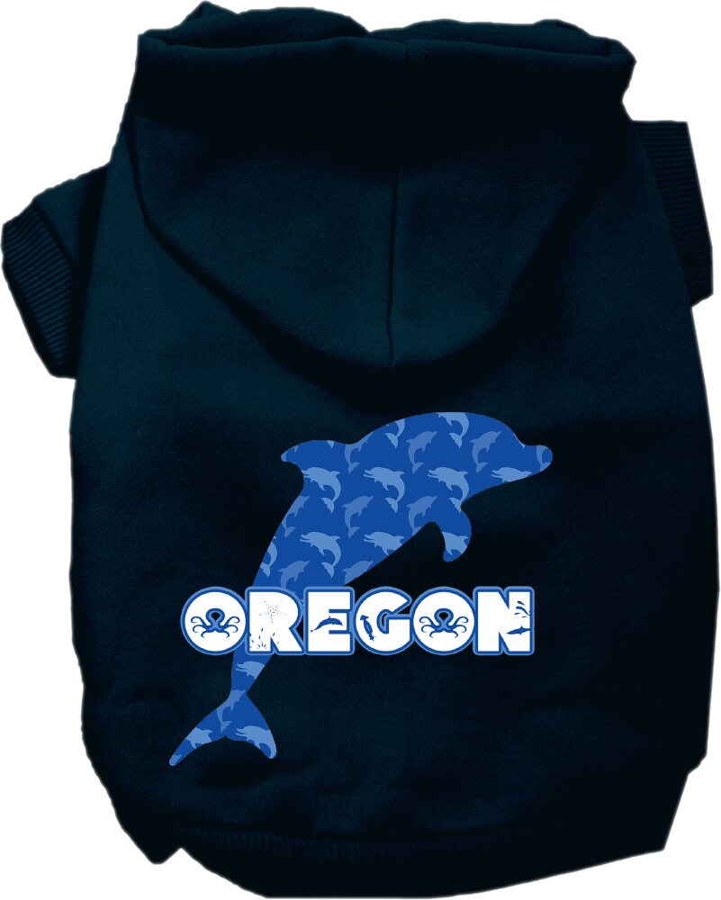 Pet Dog & Cat Screen Printed Hoodie for Small to Medium Pets (Sizes XS-XL), "Oregon Blue Dolphins"