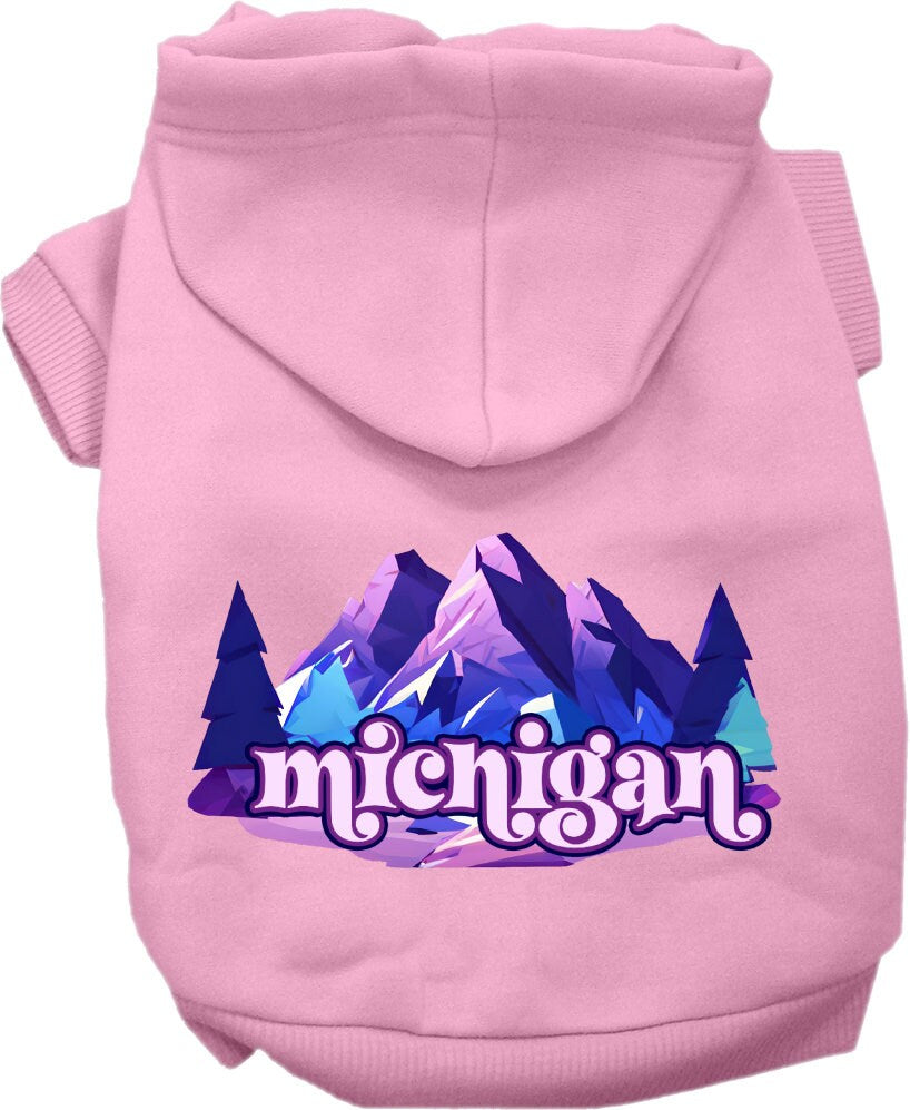 Pet Dog & Cat Screen Printed Hoodie for Small to Medium Pets (Sizes XS-XL), "Michigan Alpine Pawscape"