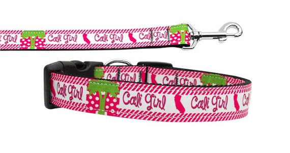 Pet Dog & Cat Nylon Collar or Leash, "Cali Girl" - DOGGO'S KING