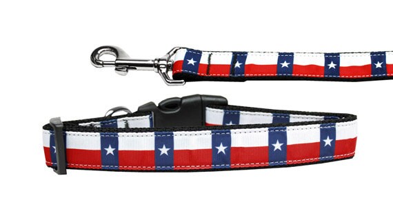 Pet Dog & Cat Nylon Collar or Leash, "Texas Flag" - DOGGO'S KING