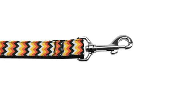 Halloween Pet Dog & Cat Nylon Collar or Leash, "Pumpkin Chevrons" - DOGGO'S KING