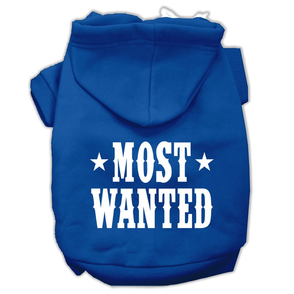 Pet Dog & Cat Hoodie Screen Printed, "Most Wanted"