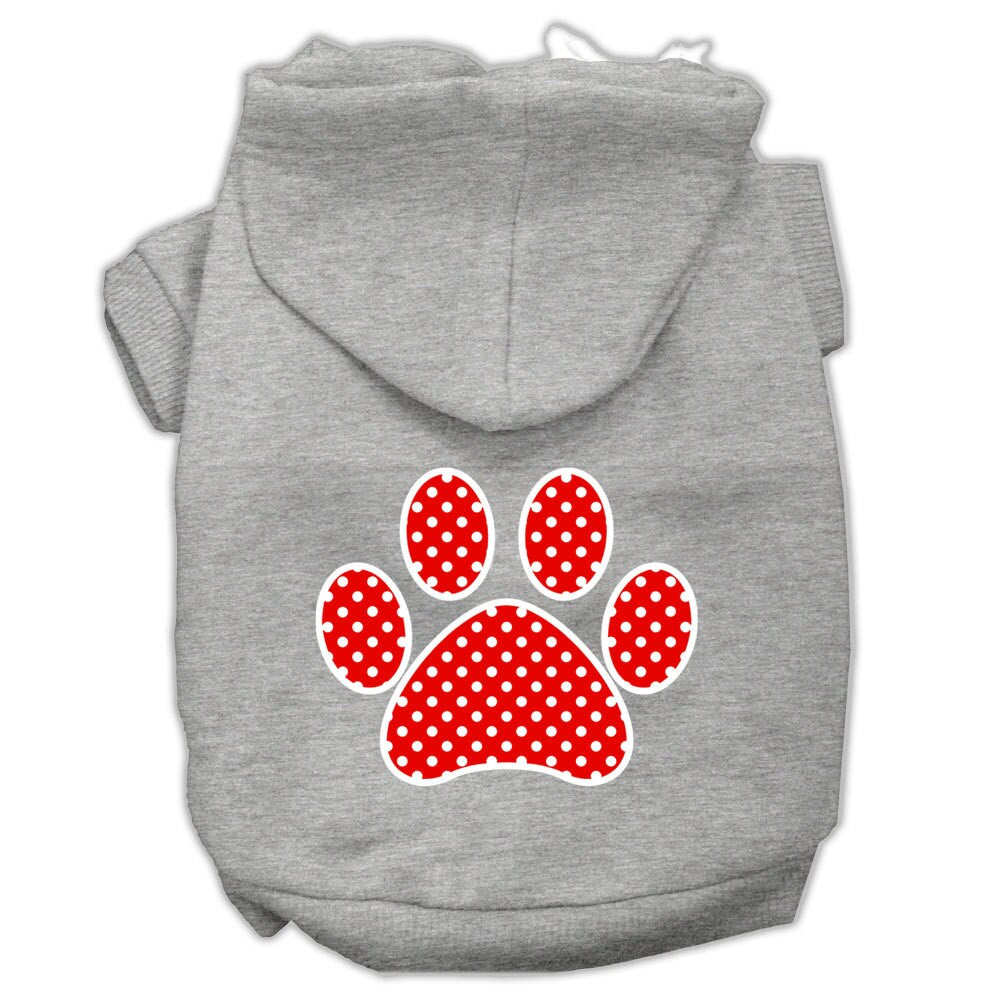 Pet Dog & Cat Hoodie Screen Printed, "Red Swiss Dots Paw"