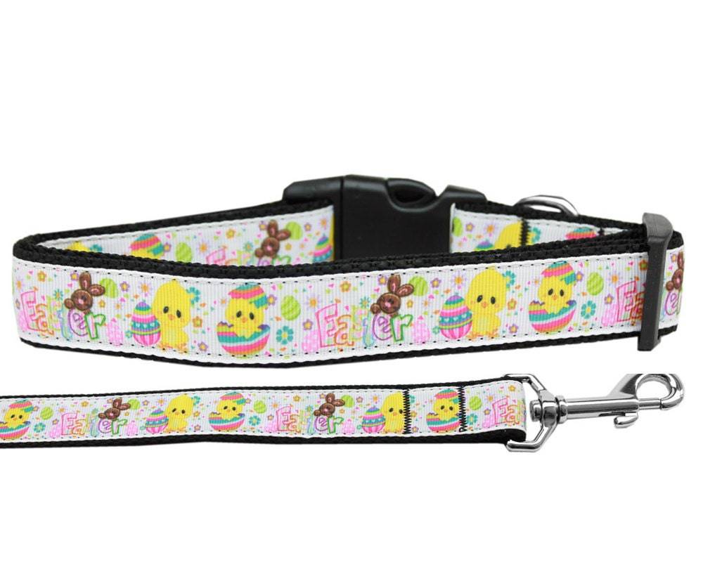 Pet Dog & Cat Nylon Collar or Leash, "Happy Easter" - DOGGO'S KING