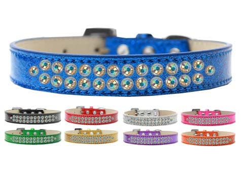 Dog, Puppy & Pet Ice Cream Collar, "Two Row Aurora Borealis Crystal Rimsets"