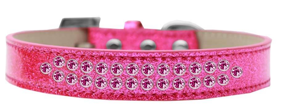 Dog, Puppy & Pet Ice Cream Collar, "Two Row Bright Pink Crystal Rimsets" - DOGGO'S KING