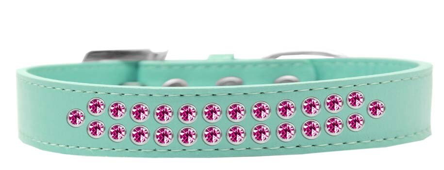 Dog, Puppy & Pet Fashion Collar, "Two Row Bright Pink Crystal Rimsets"