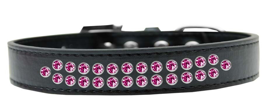 Dog, Puppy & Pet Fashion Collar, "Two Row Bright Pink Crystal Rimsets"