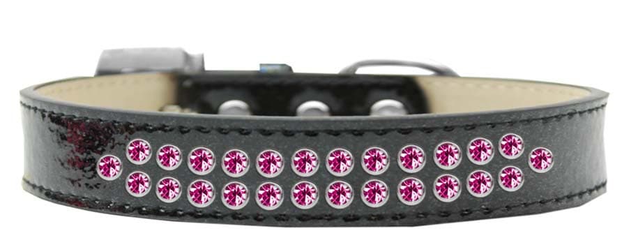 Dog, Puppy & Pet Ice Cream Collar, "Two Row Bright Pink Crystal Rimsets" - DOGGO'S KING