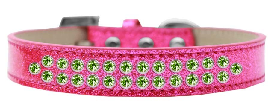 Dog, Puppy & Pet Ice Cream Collar, "Two Row Lime Green Crystal Rimsets"