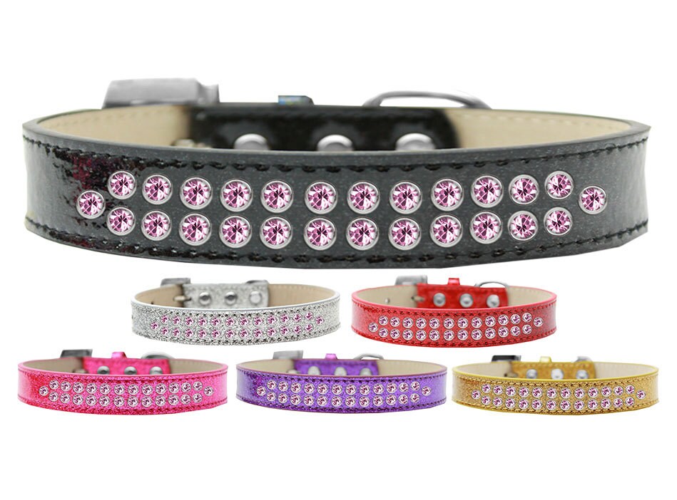 Dog, Puppy & Pet Ice Cream Collar, "Two Row Light Pink Crystal Rimsets"