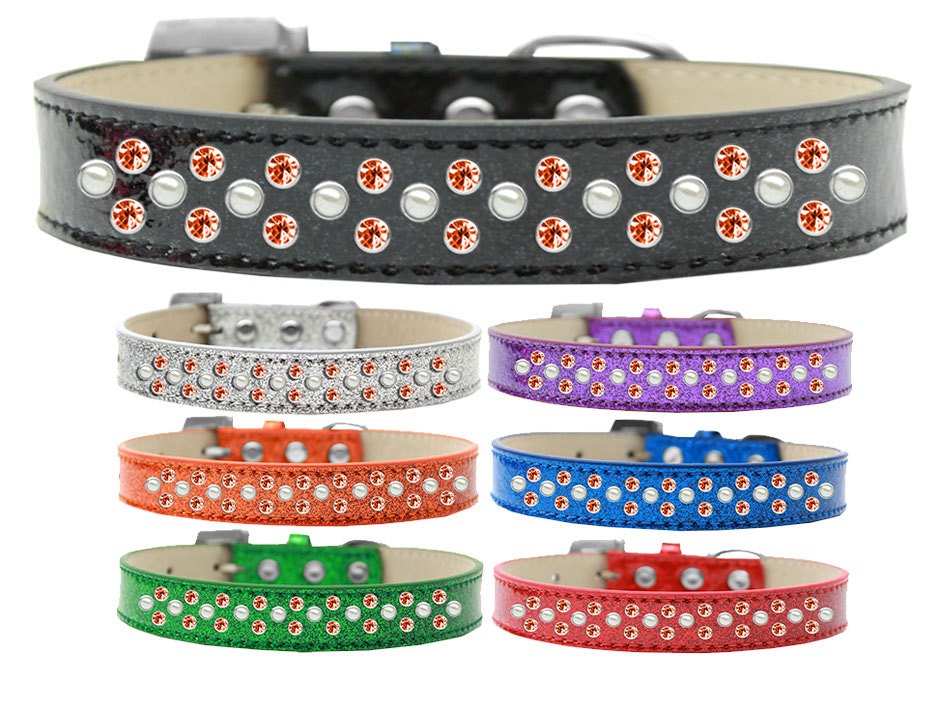 Dog, Puppy & Pet Ice Cream Collar, "Pearl and Orange Crystal Rimsets Sprinkles"