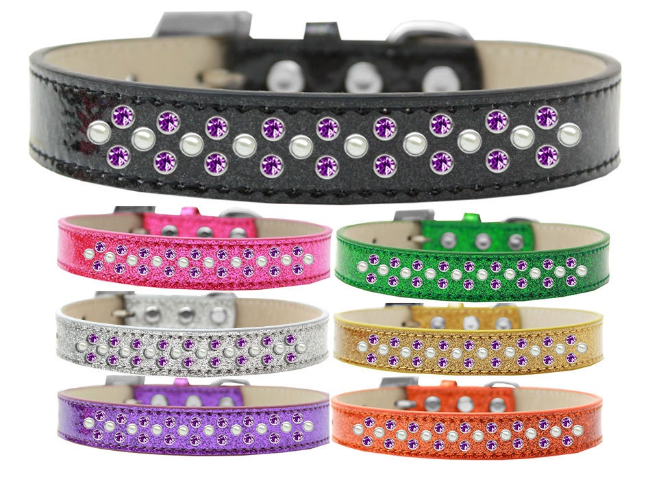 Dog, Puppy & Pet Ice Cream Collar, "Pearl and Purple Crystal Rimsets Sprinkles"