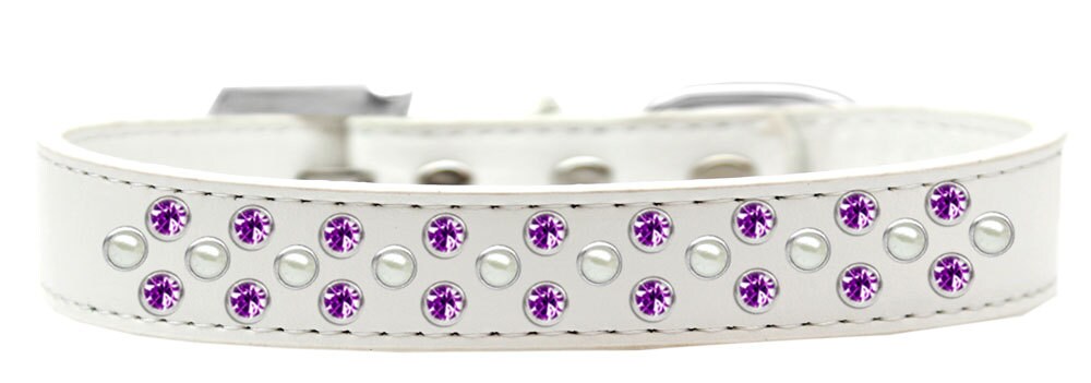 Dog, Puppy & Pet Fashion Collar, "Pearl and Purple Crystal Rimsets Sprinkles"