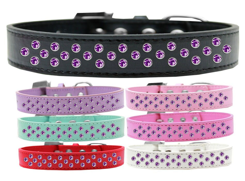 Dog, Puppy & Pet Fashion Collar, "Purple Crystal Rimsets Sprinkles" - DOGGO'S KING