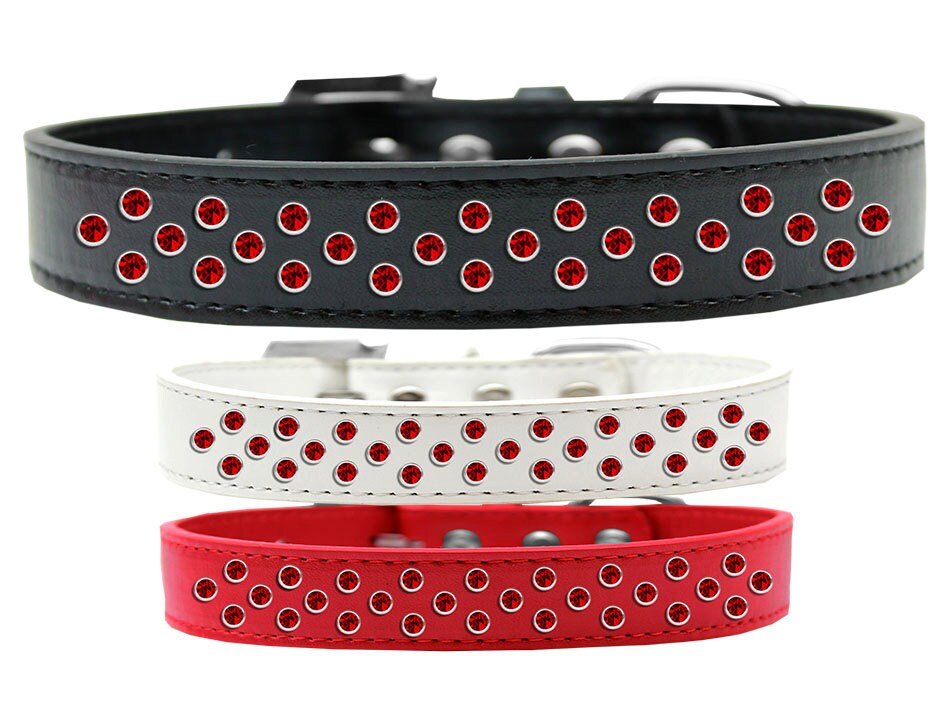 Dog, Puppy & Pet Fashion Collar, "Red Crystal Rimsets Sprinkles"