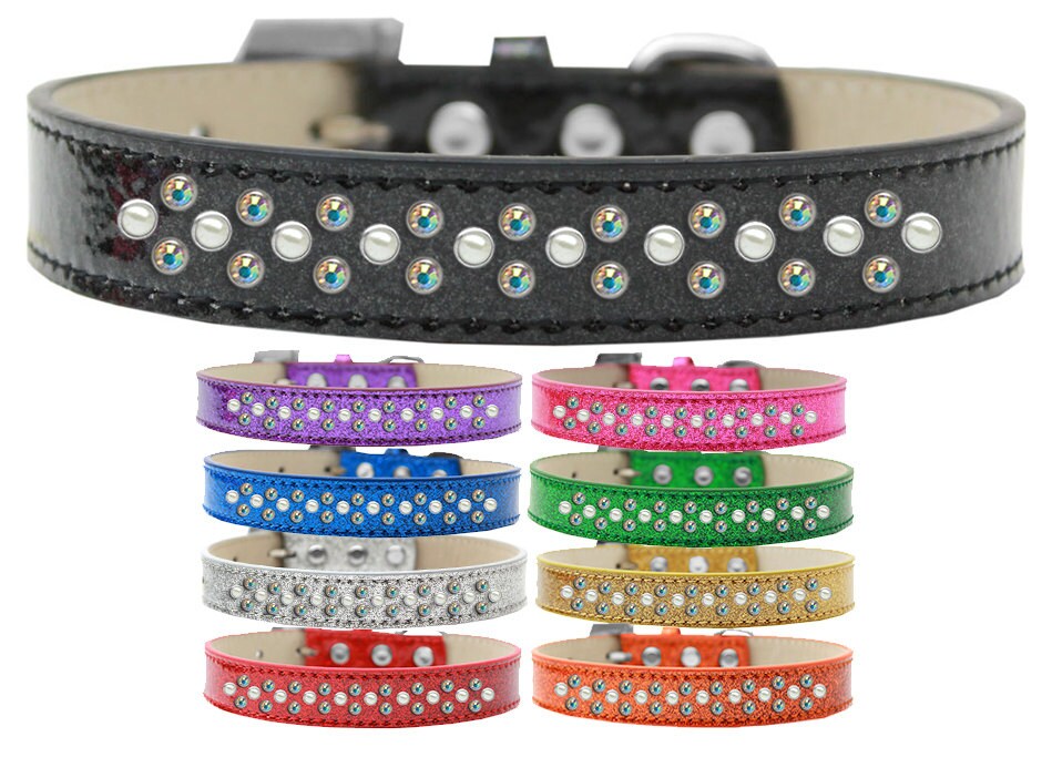 Dog, Puppy & Pet Ice Cream Collar, "Pearl and Aurora Borealis Crystal Rimsets Sprinkles"