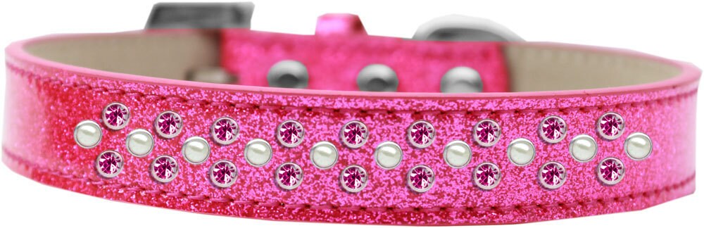 Dog, Puppy & Pet Ice Cream Collar, "Pearl and Bright Pink Crystal Rimsets Sprinkles"