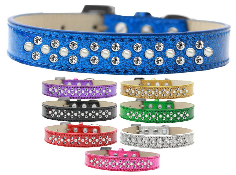 Dog, Puppy & Pet Ice Cream Collar, "Pearl and Clear Crystal Rimsets Sprinkles"