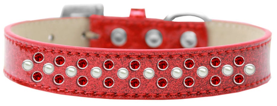 Dog, Puppy & Pet Ice Cream Collar, "Pearl and Red Crystal Rimsets Sprinkles"