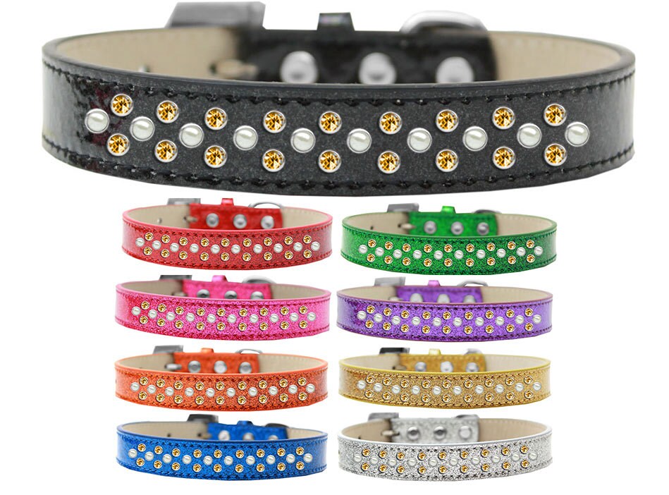 Dog, Puppy & Pet Ice Cream Collar, "Pearl and Yellow Crystal Rimsets Sprinkles"