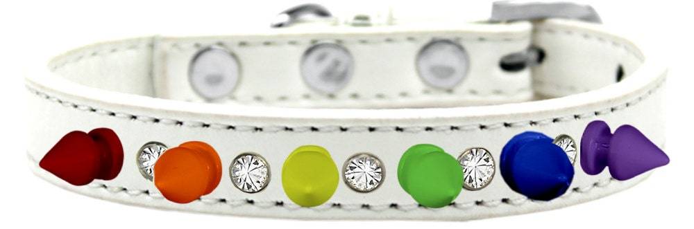 Pet and Dog Spike Collar, "Clear Crystals & Rainbow Spikes” - DOGGO'S KING