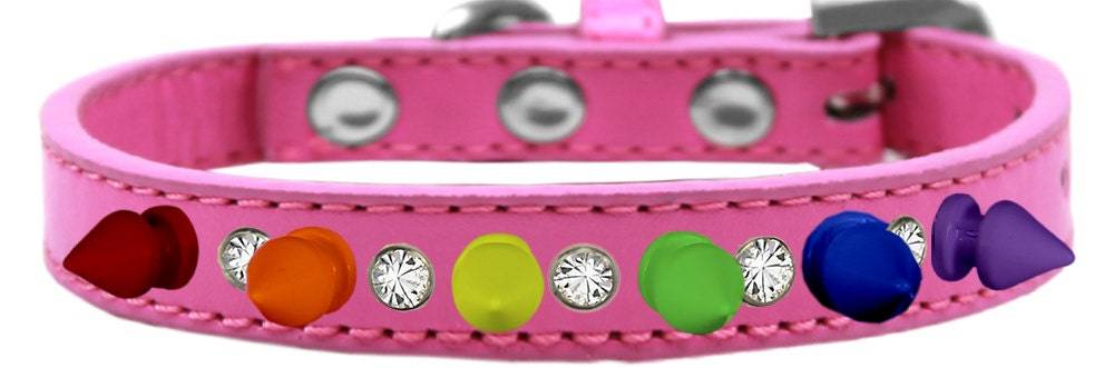 Pet and Dog Spike Collar, "Clear Crystals & Rainbow Spikes” - DOGGO'S KING