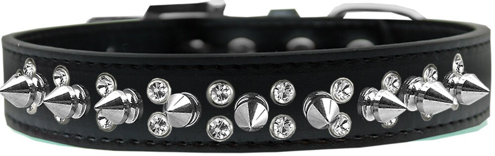 Pet and Dog Spike Collar, "Double Crystal & Silver Spikes" - DOGGO'S KING