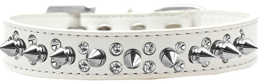 Pet and Dog Spike Collar, "Double Crystal & Silver Spikes" - DOGGO'S KING