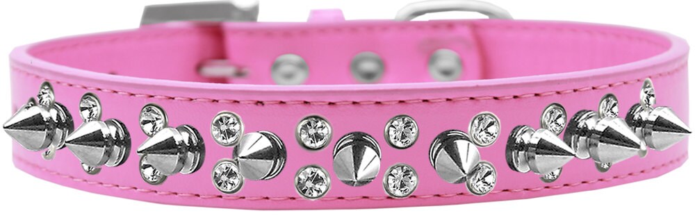 Pet and Dog Spike Collar, "Double Crystal & Silver Spikes" - DOGGO'S KING