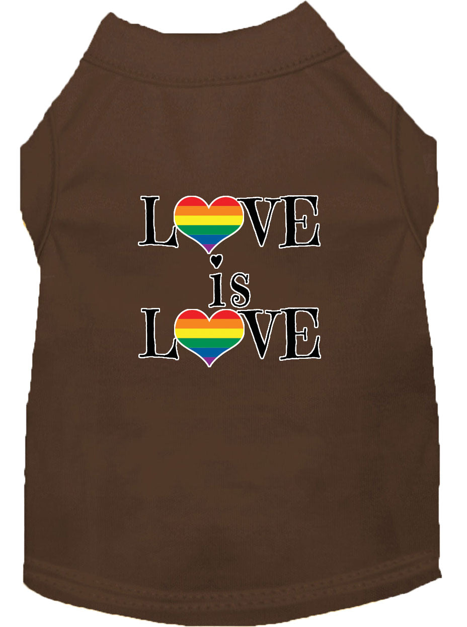 Pet Dog & Cat Shirt Screen Printed, "Love Is Love"